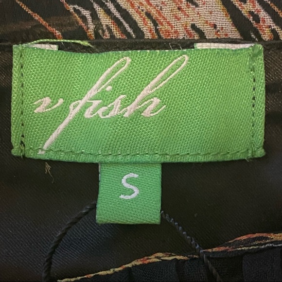 V Fish Dress Black with Peacock Feather Design - Picture 9 of 12